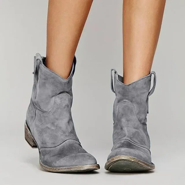 Damen Cowboy Stiefeletten mit geschwungenem Absatz und Westernnähten
