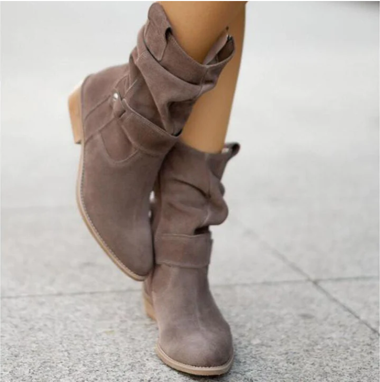 Damen Stiefeletten mit lockerem Schaft und niedrigem Absatz