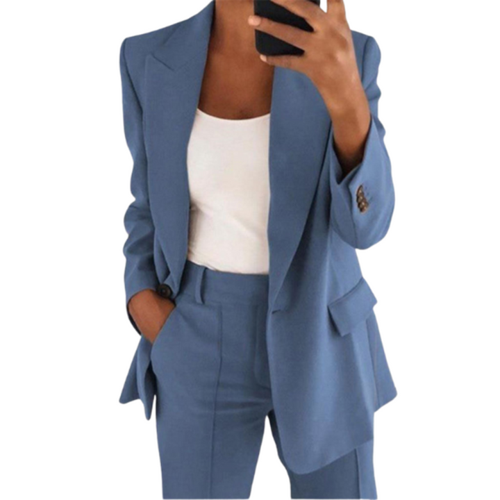 Damen Blazer Anzug zweiteilig mit strukturierten Schultern und tailliertem Schnitt