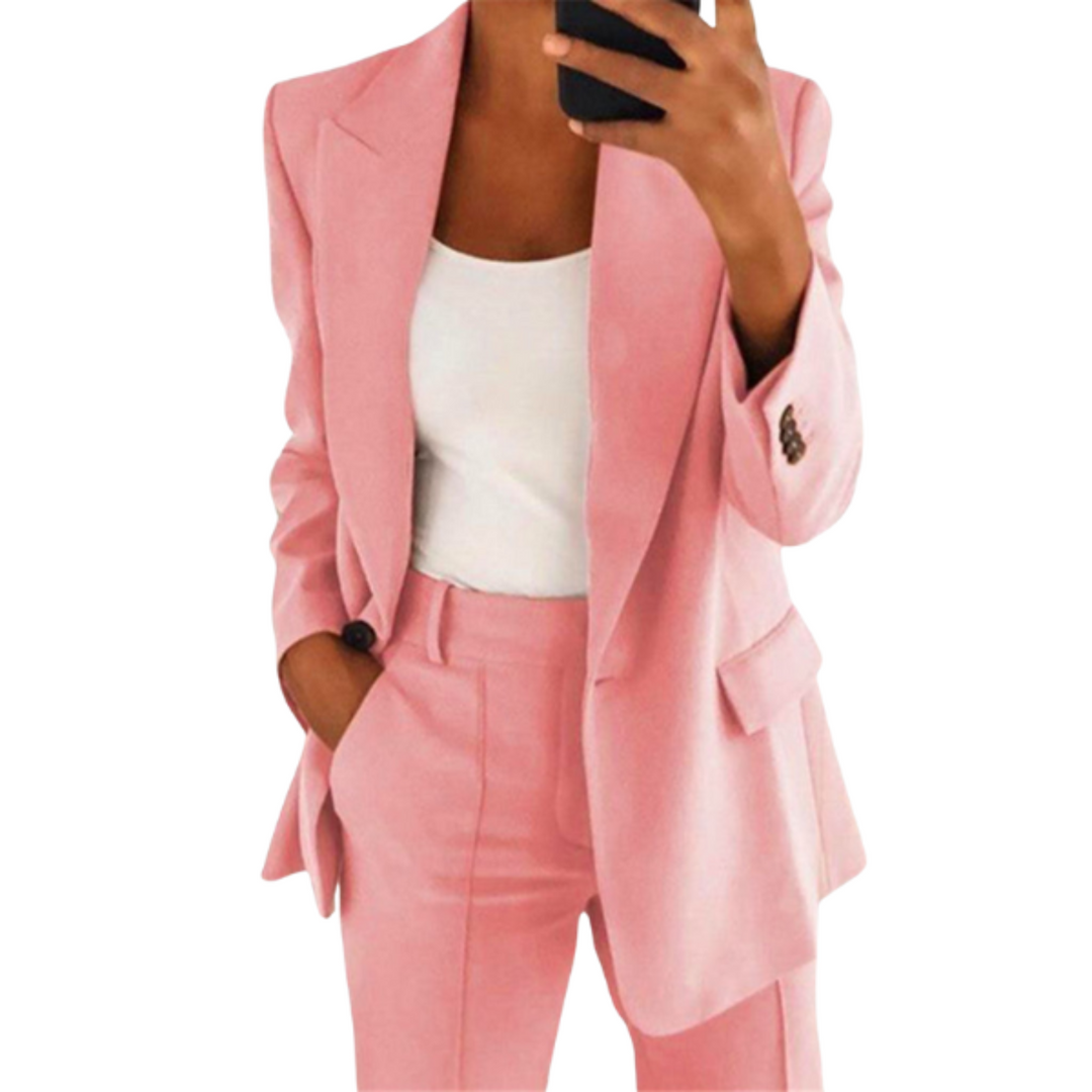 Damen Blazer Anzug zweiteilig mit strukturierten Schultern und tailliertem Schnitt