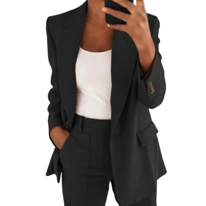 Damen Blazer Anzug zweiteilig mit strukturierten Schultern und tailliertem Schnitt