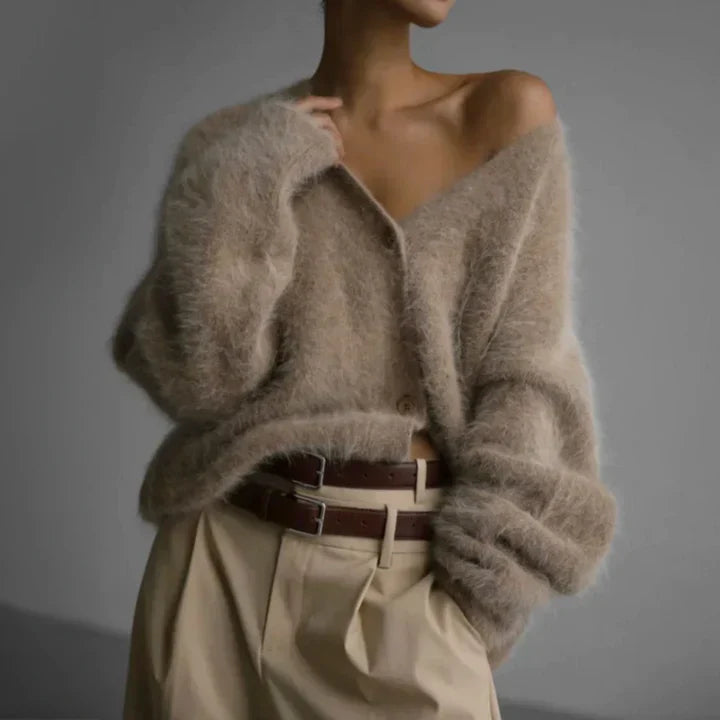 Damen Strickjacke mit offener Vorderseite und feinem Strickdesign