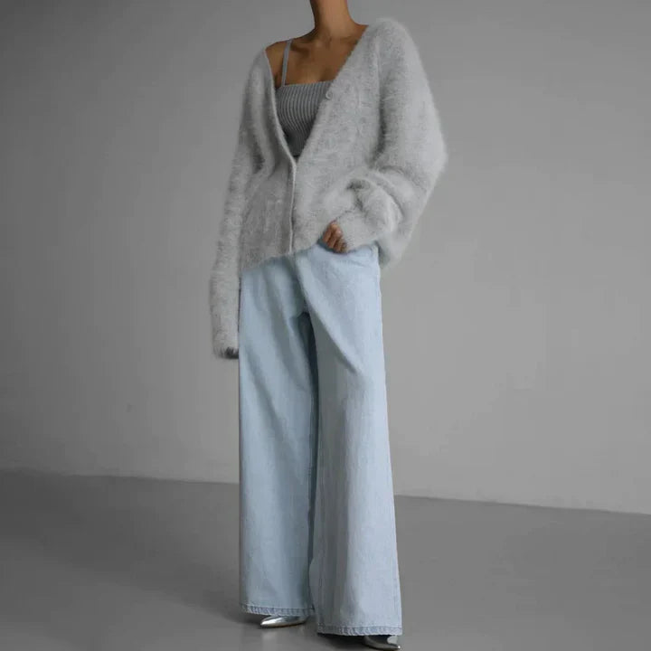 Damen Strickjacke mit offener Vorderseite und feinem Strickdesign