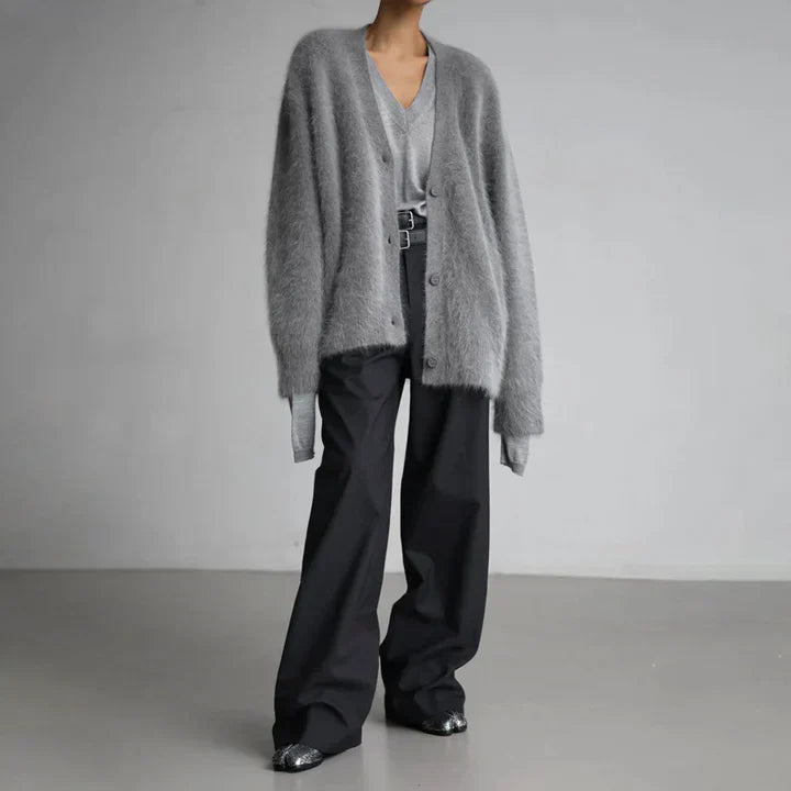 Damen Strickjacke mit offener Vorderseite und feinem Strickdesign