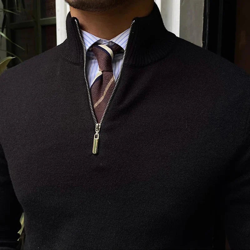 Herren Halbzip-Pullover mit Stehkragen und klarer Linienführung