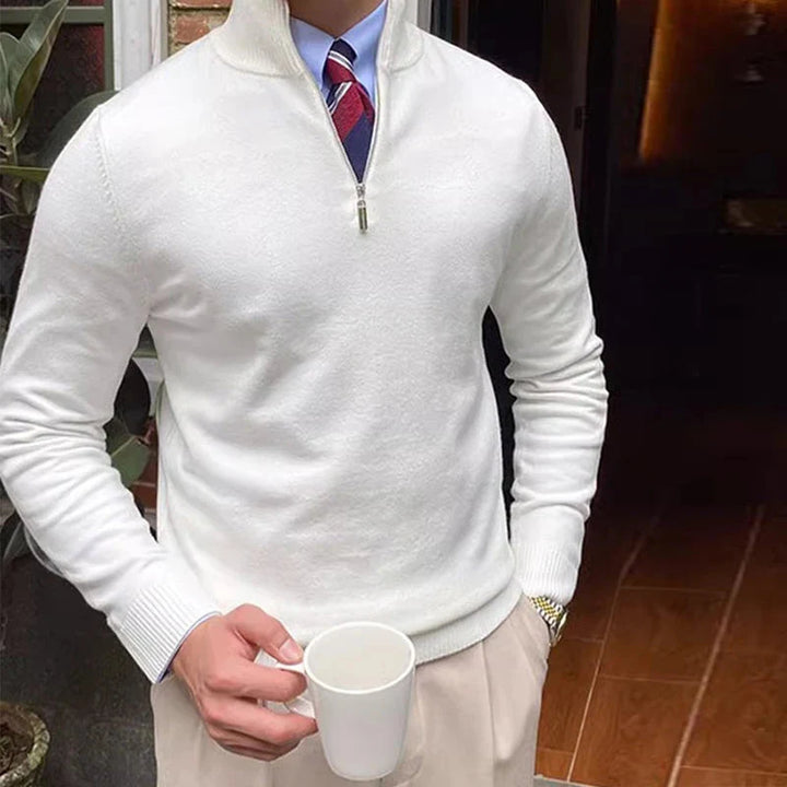 Herren Halbzip-Pullover mit Stehkragen und klarer Linienführung