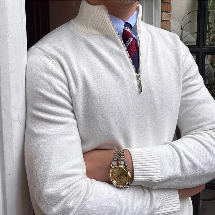 Herren Halbzip-Pullover mit Stehkragen und klarer Linienführung