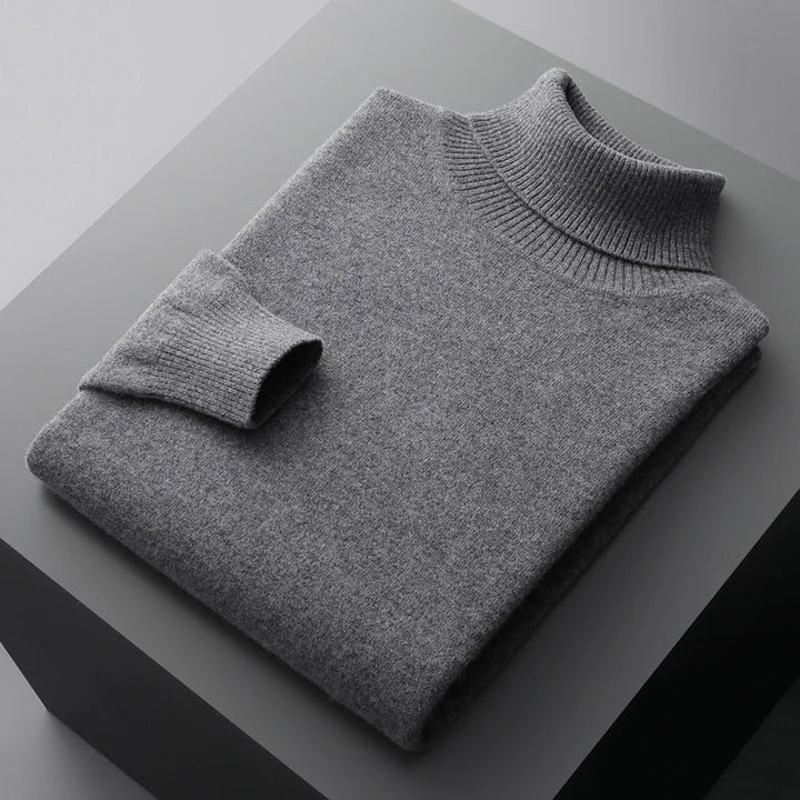 Herren Rollkragenpullover mit hohem Kragen und strukturiertem Saum