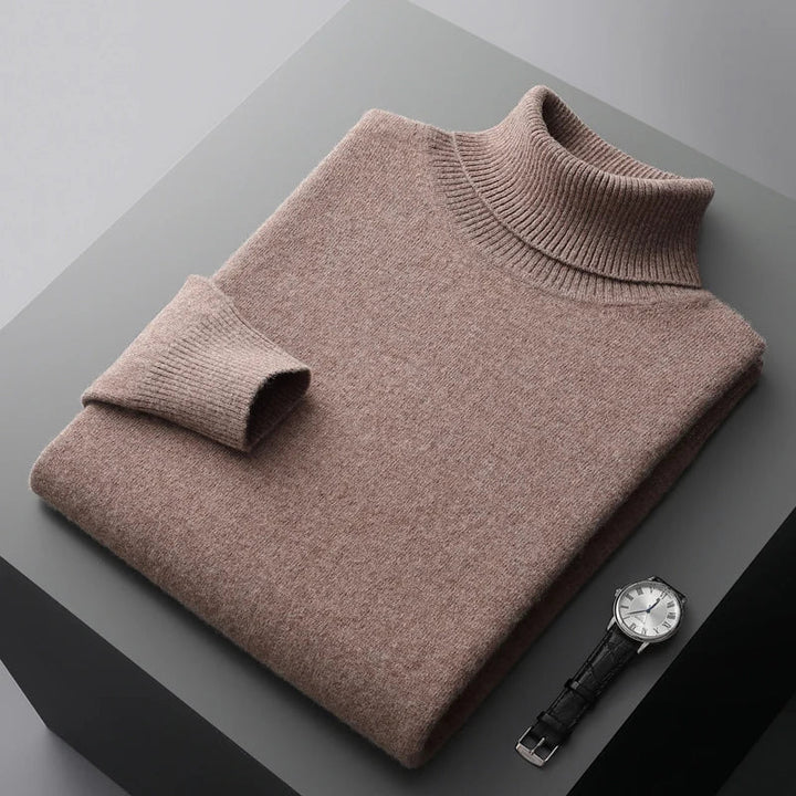 Herren Rollkragenpullover mit hohem Kragen und strukturiertem Saum