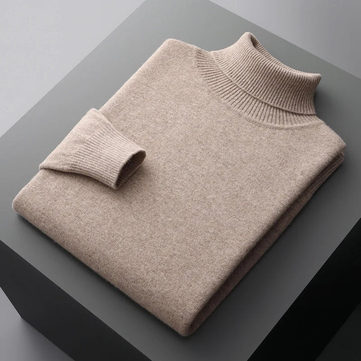 Herren Rollkragenpullover mit hohem Kragen und strukturiertem Saum