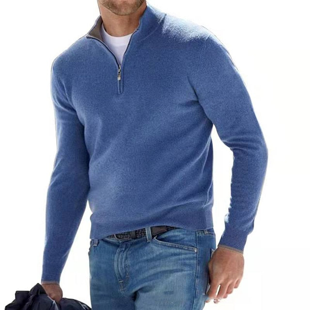 Strickpullover mit V-Ausschnitt, Reißverschlussdetail und lockerer Passform