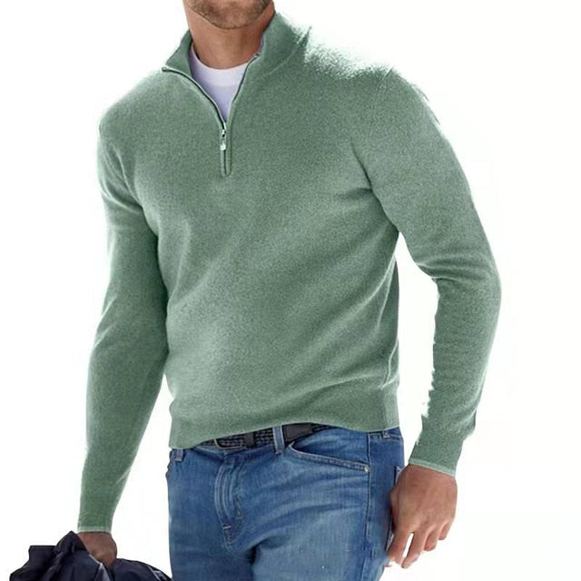 Strickpullover mit V-Ausschnitt, Reißverschlussdetail und lockerer Passform