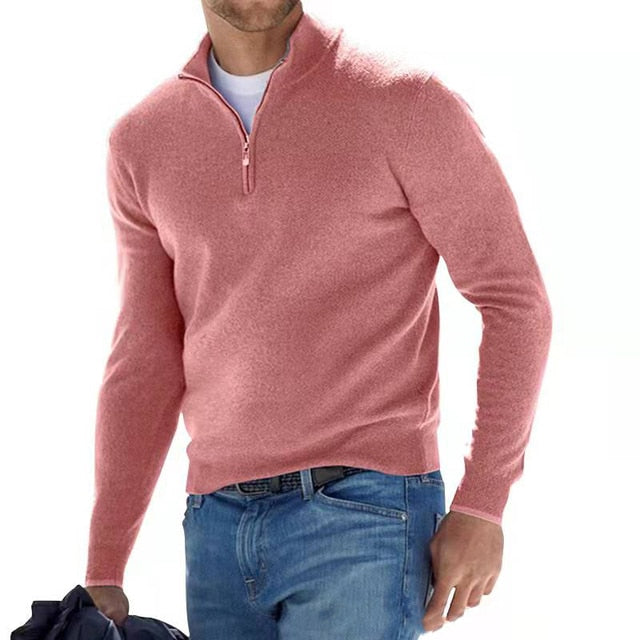 Strickpullover mit V-Ausschnitt, Reißverschlussdetail und lockerer Passform