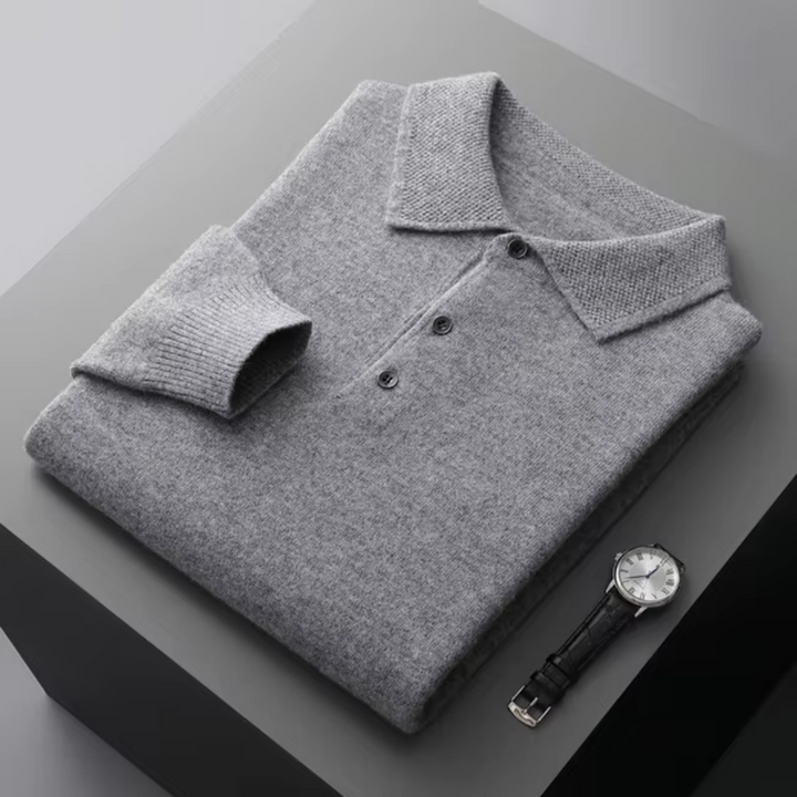 Herren Polopullover mit Knopfleiste und Rippbündchen