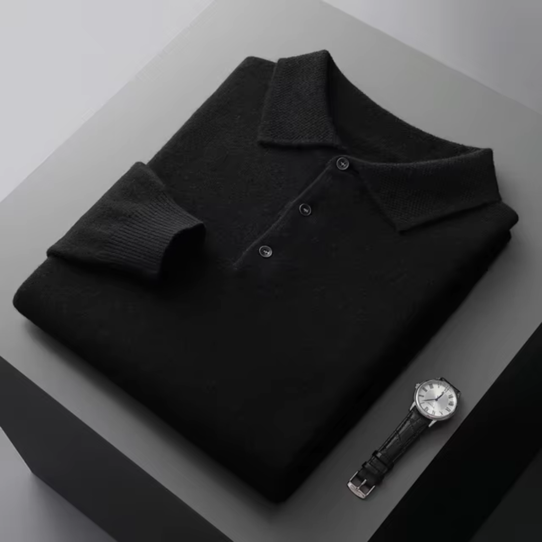 Herren Polopullover mit Knopfleiste und Rippbündchen