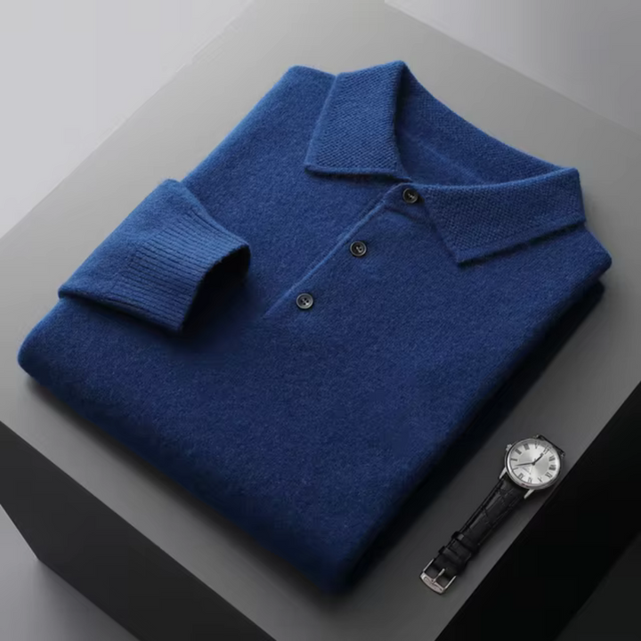 Herren Polopullover mit Knopfleiste und Rippbündchen