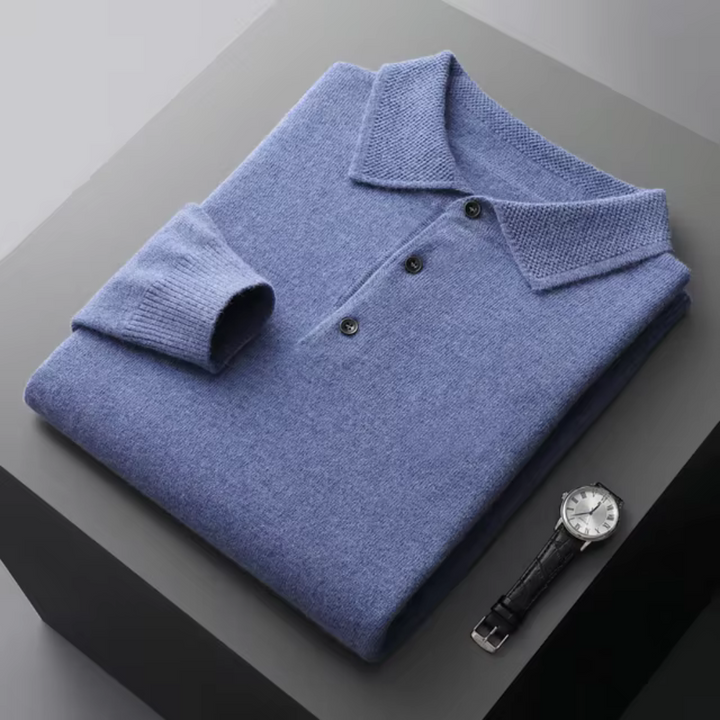 Herren Polopullover mit Knopfleiste und Rippbündchen