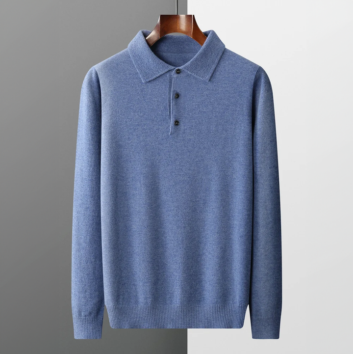 Herren Polopullover mit Knopfleiste und Rippbündchen