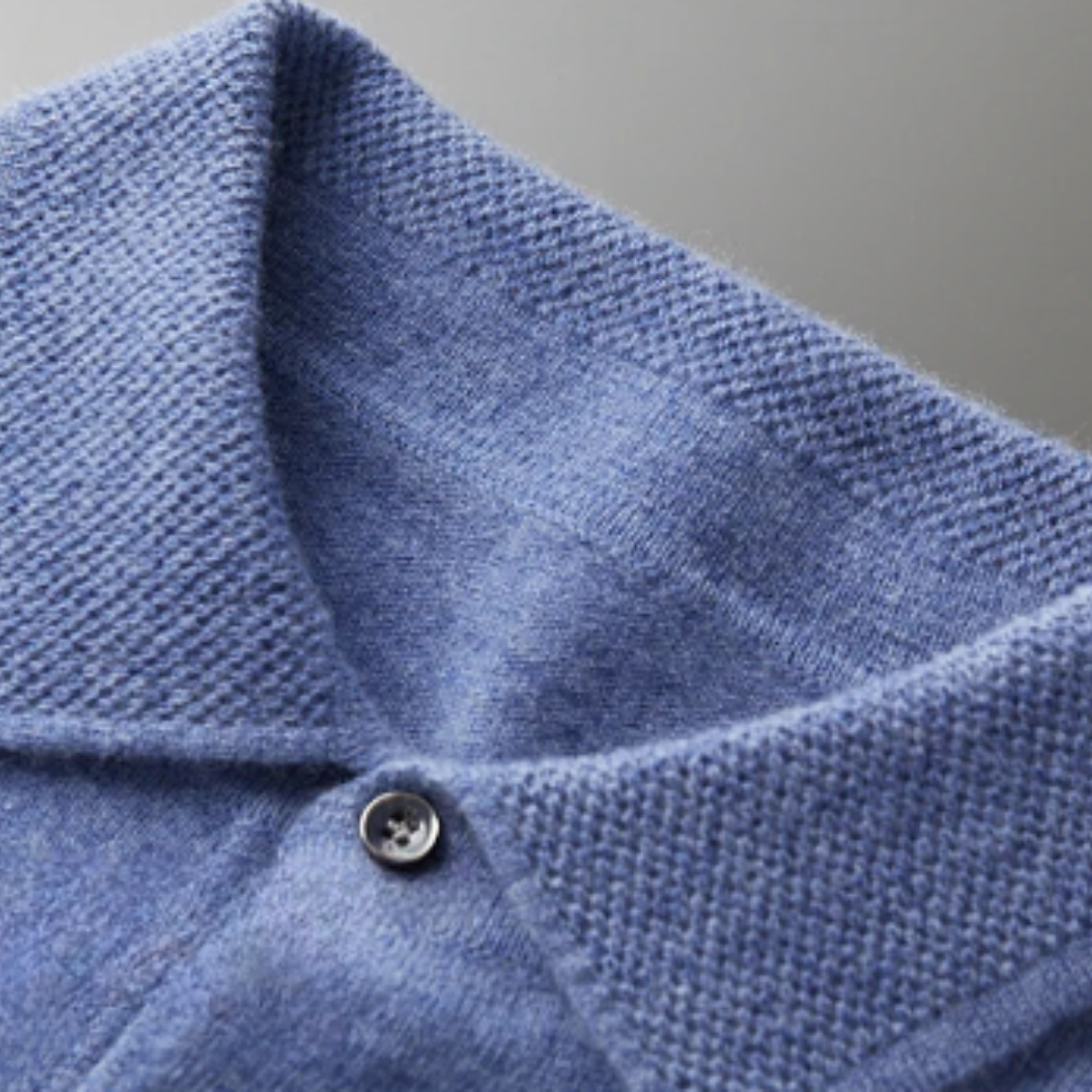 Herren Polopullover mit Knopfleiste und Rippbündchen