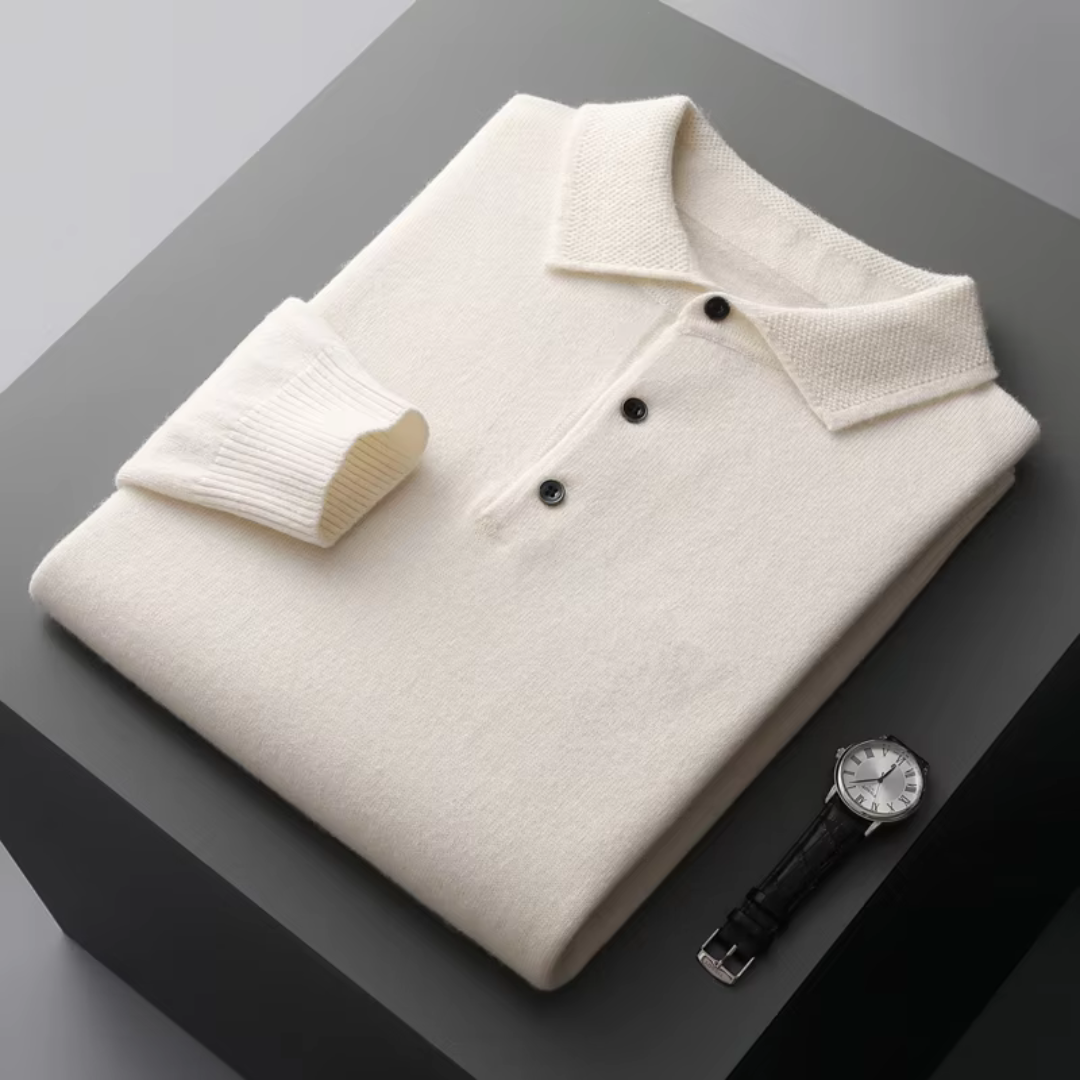 Herren Polopullover mit Knopfleiste und Rippbündchen
