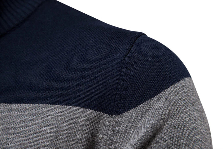 Herren Strickpullover mit Streifenmuster und Stehkragen