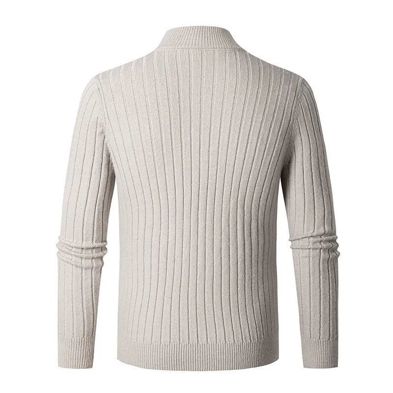Herren Halbzip-Pullover mit hohem Kragen und Rippbündchen