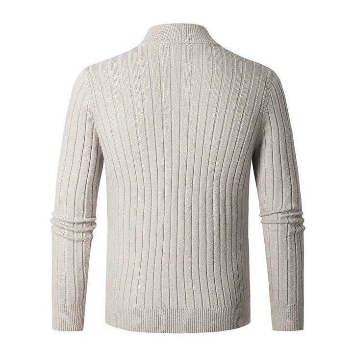 Herren Halbzip-Pullover mit hohem Kragen und Rippbündchen