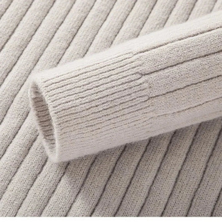Herren Halbzip-Pullover mit hohem Kragen und Rippbündchen