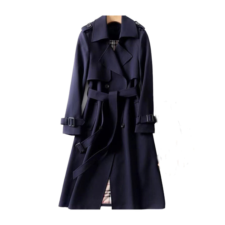 Damen Trenchcoat lang mit Gürtel und doppelreihiger Knopfleiste