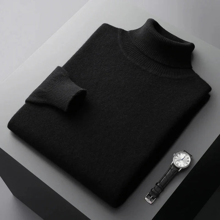 Herren Rollkragenpullover mit hohem Kragen und strukturiertem Saum