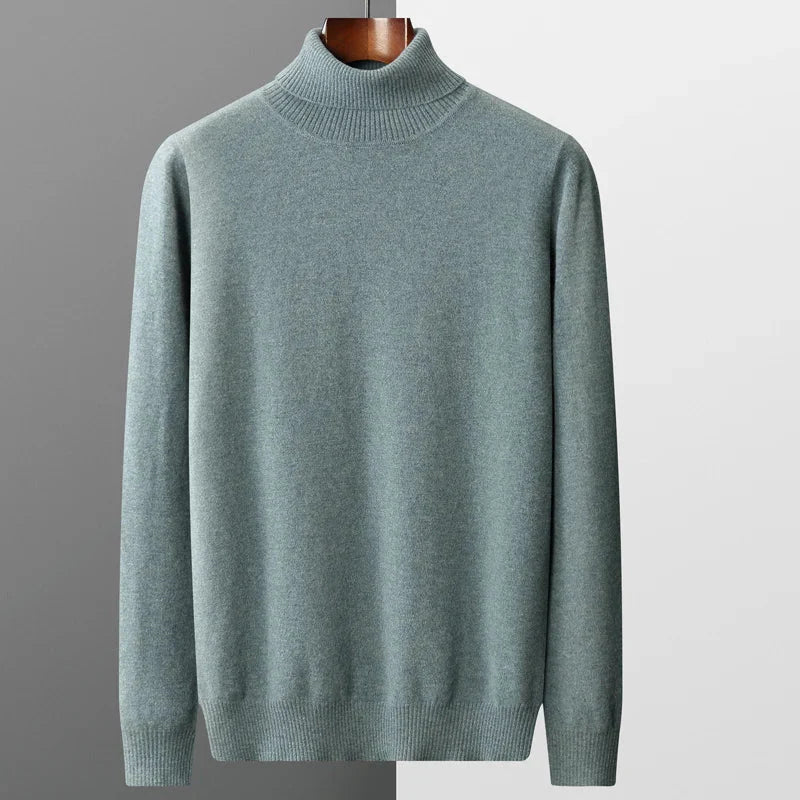 Herren Rollkragenpullover mit hohem Kragen und strukturiertem Saum