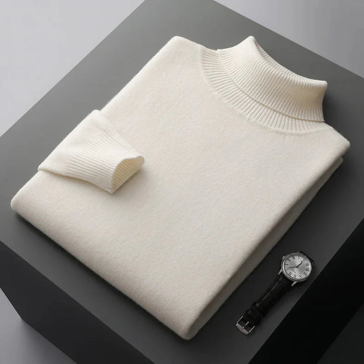 Herren Rollkragenpullover mit hohem Kragen und strukturiertem Saum