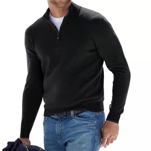 Strickpullover mit V-Ausschnitt, Reißverschlussdetail und lockerer Passform
