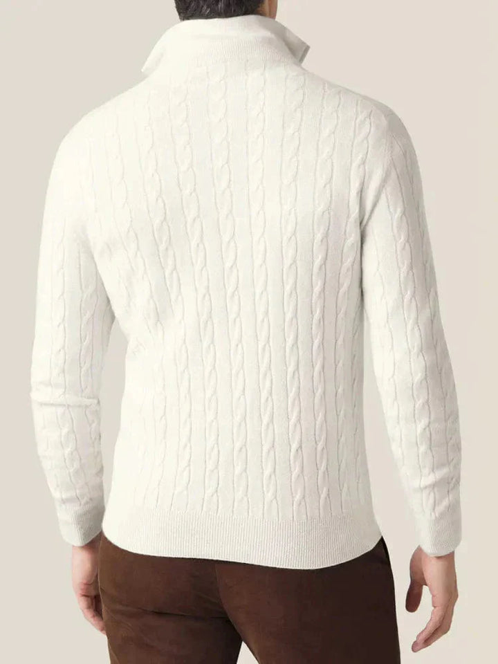 Herren Strickpullover mit Zopfmuster und Reißverschluss